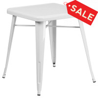 Flash Furniture CH-31330-29-WH-GG Square Metal Table in White